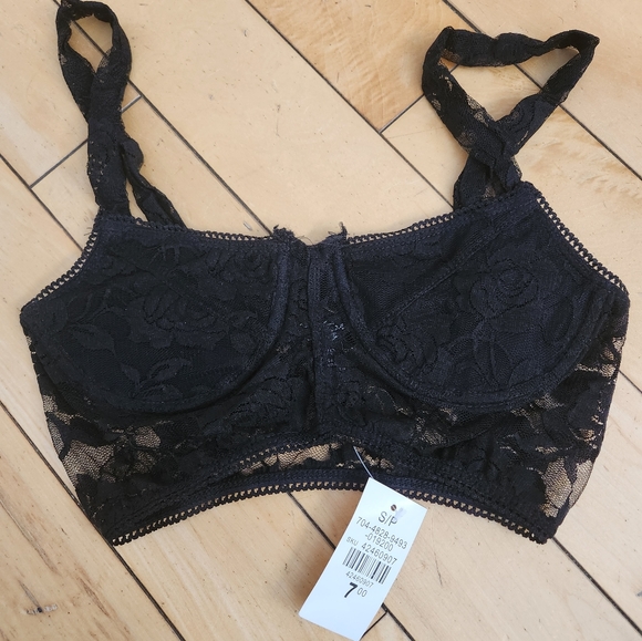 Black Lace Pullover Bralette, S - Picture 1 of 5